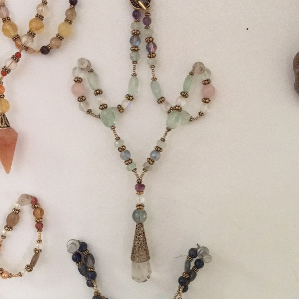 Quartz and Fluorite Crystal Necklace Handmade One of a Kind Necklace